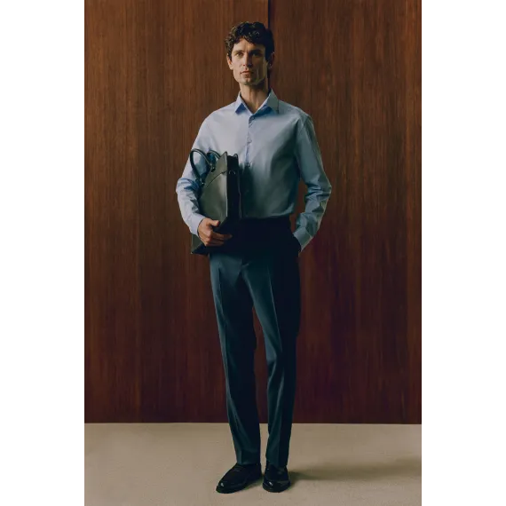 Рубашка Slim Fit стрейч H&M, Цвет: Синий, Размер: M