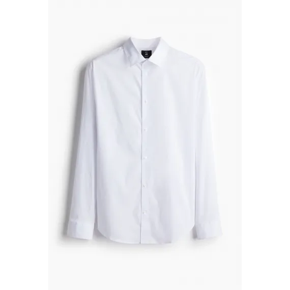 Рубашка Slim Fit стрейч H&M, Цвет: Белый, Размер: S, изображение 5