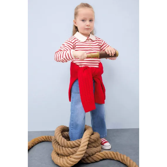 Свитшот для девочки с круглым вырезом и полосками DeFacto, Ölçeg: 9-12 aý, 2 image