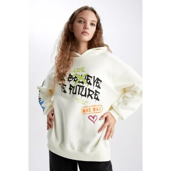 Свитшот DeFacto, Цвет: Экрю, Размер: L