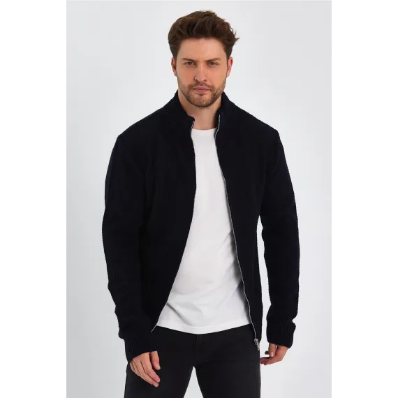 Кардиган с воротником-стойкой и молнией ALEXANDERGARDI, Reňk: Goýy gök, Ölçeg: M