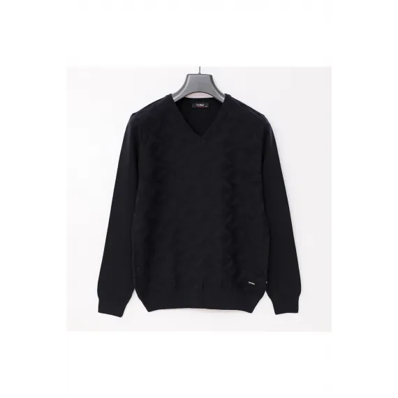 Свитер мужской с длинным рукавом и V-образным вырезом Dio Rise, Цвет: Темно-синий, Размер: L