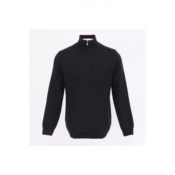 Свитер мужской с длинным рукавом и воротником-стойкой на молнии Dio Rise, Цвет: Темно-синий, Размер: M