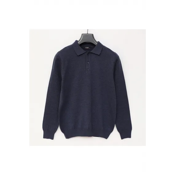 Свитер мужской с воротником поло и длинными рукавами Dio Rise, Цвет: Темно-синий, Размер: L