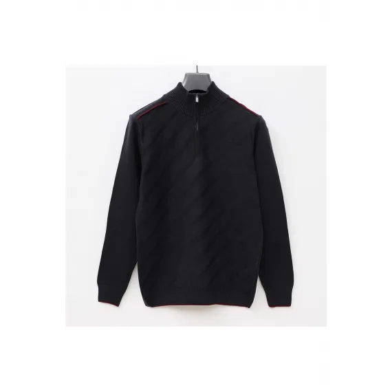 Свитер мужской с длинным рукавом и воротником-стойкой на молнии Dio Rise, Цвет: Темно-синий, Размер: L, изображение 4