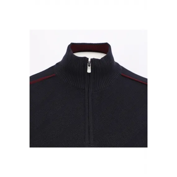 Свитер мужской с длинным рукавом и воротником-стойкой на молнии Dio Rise, Цвет: Темно-синий, Размер: L, изображение 2