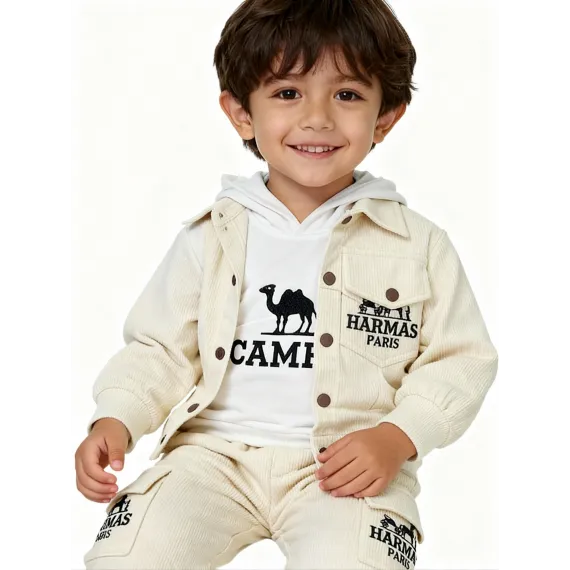 Костюм тройка KuerBaobei, Reňk: Bež, Ölçeg: 3-4 ýaş, 3 image