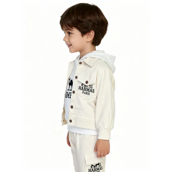 Костюм тройка KuerBaobei, Reňk: Bež, Ölçeg: 4-5 ýaş, 2 image