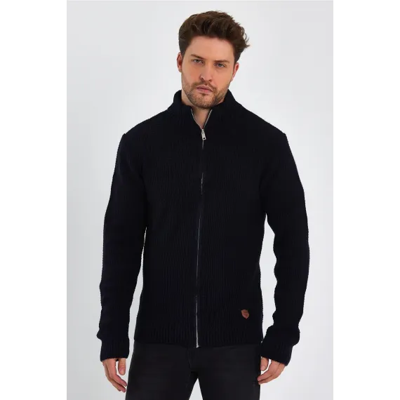 Кардиган с воротником-стойкой и молнией ALEXANDERGARDI, Reňk: Goýy gök, Ölçeg: M, 2 image