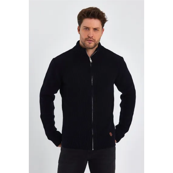 Кардиган с воротником-стойкой и молнией ALEXANDERGARDI, Reňk: Goýy gök, Ölçeg: M, 3 image