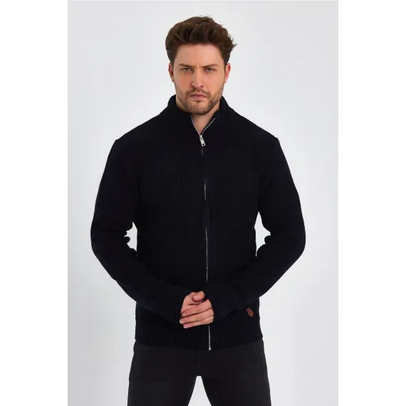 Кардиган с воротником-стойкой и молнией ALEXANDERGARDI, Reňk: Goýy gök, Ölçeg: M, 4 image