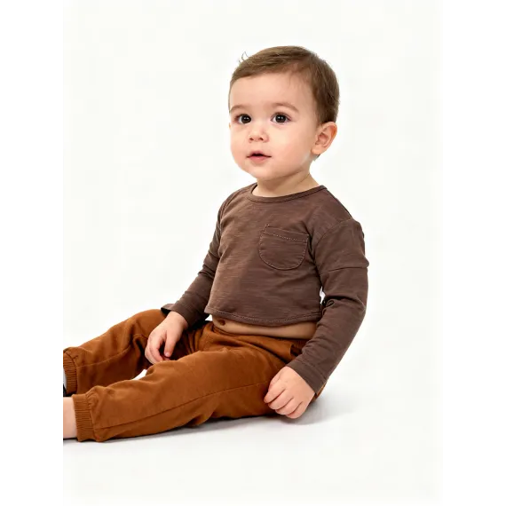 Детский лонгслив WEIJIAO, Reňk: Goňur, Ölçeg: 6-9 aý