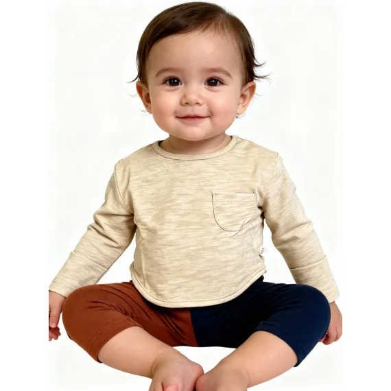 Детский лонгслив WEIJIAO, Reňk: Bež, Ölçeg: 9-12 aý