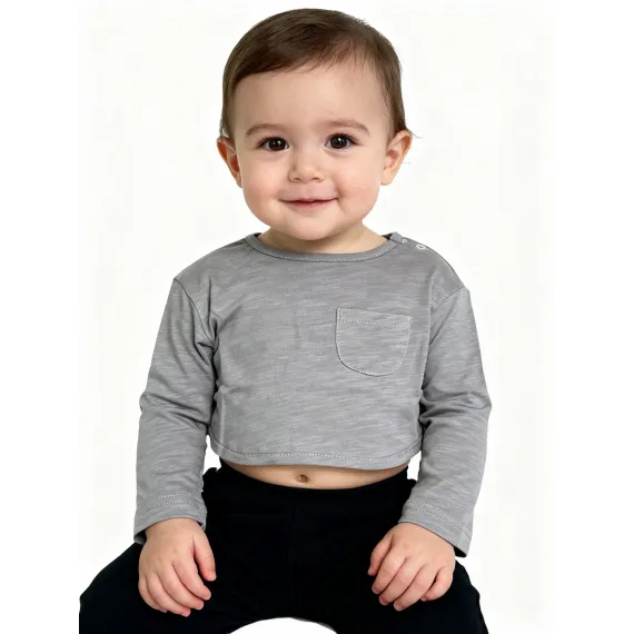 Детский лонгслив WEIJIAO, Reňk: Çal, Ölçeg: 9-12 aý