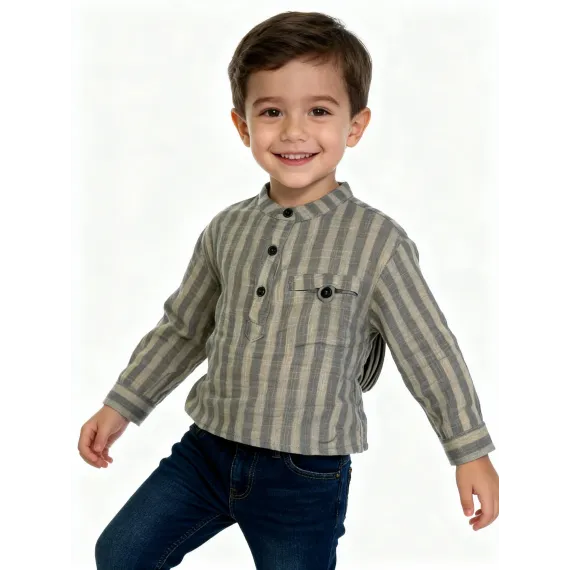 Детская рубашка Muziyouyou, Reňk: Экрю, Ölçeg: 7-8 ýaş