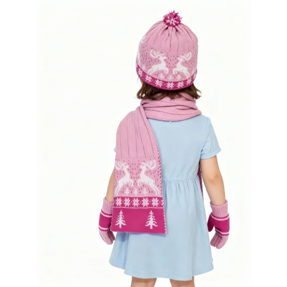 Шапка, шарф и перчатки комплект ASSAD, Reňk: Fuksiýa, Ölçeg: STD, 3 image