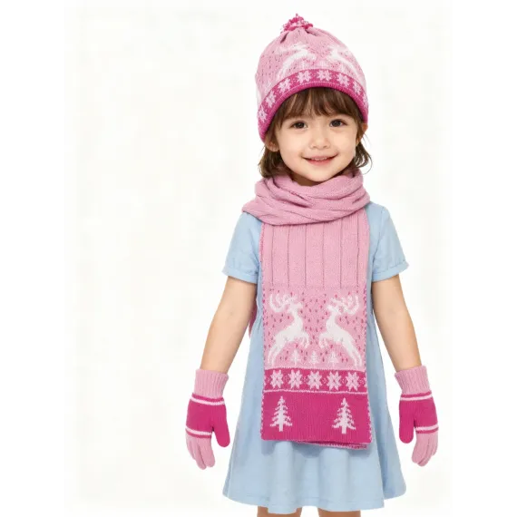 Шапка, шарф и перчатки комплект ASSAD, Reňk: Fuksiýa, Ölçeg: STD