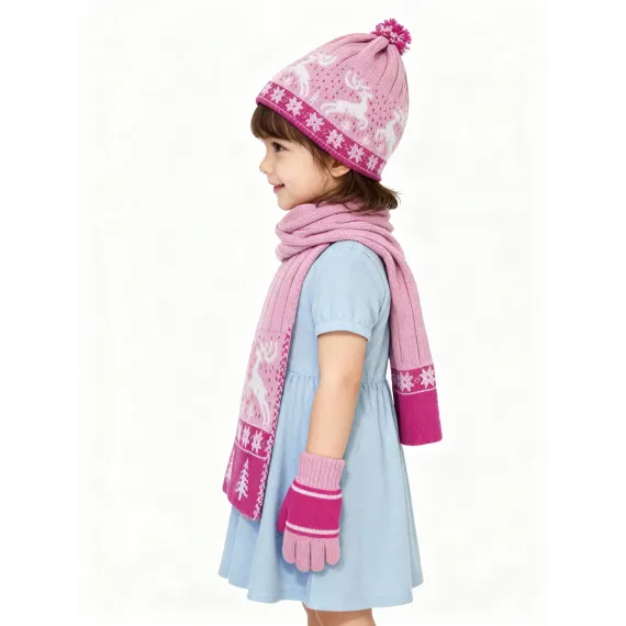 Шапка, шарф и перчатки комплект ASSAD, Reňk: Fuksiýa, Ölçeg: STD, 2 image