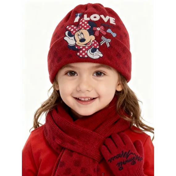 Шапка, шарф и перчатки комплект Minnie mouse Ugur , Reňk: Gyzyl, Ölçeg: STD, 3 image