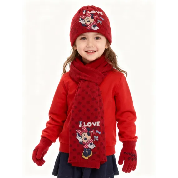 Шапка, шарф и перчатки комплект Minnie mouse Ugur , Reňk: Gyzyl, Ölçeg: STD