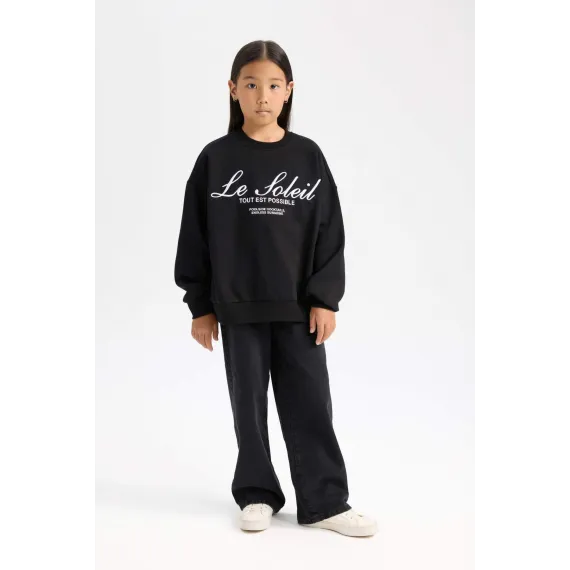 Свитшот детский оверсайз DeFacto, Цвет: Черный, Размер: 7-8 лет, изображение 2