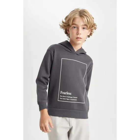 Свитшот детский DeFacto, Цвет: Серый, Размер: 7-8 лет, изображение 6