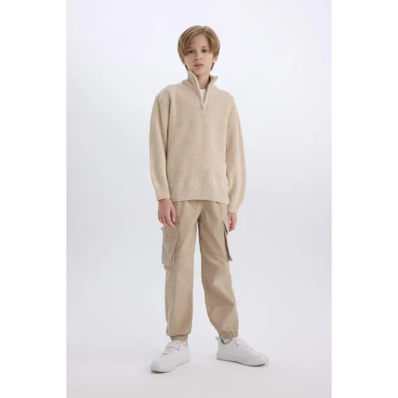 Свитер детский с молнией и стойкой DeFacto, Цвет: Экрю, Размер: 8-9 лет, изображение 2