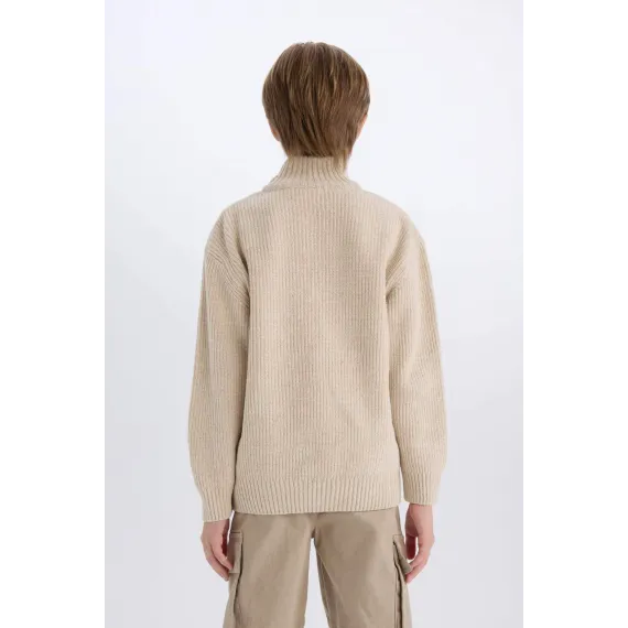 Свитер детский с молнией и стойкой DeFacto, Цвет: Экрю, Размер: 11-12 лет, изображение 6