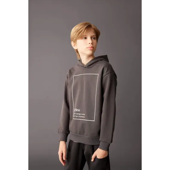 Свитшот детский DeFacto, Цвет: Серый, Размер: 8-9 лет