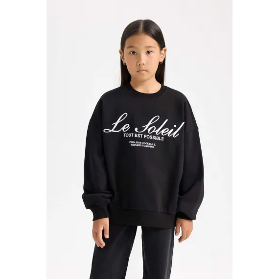 Свитшот детский оверсайз DeFacto, Цвет: Черный, Размер: 7-8 лет, изображение 3