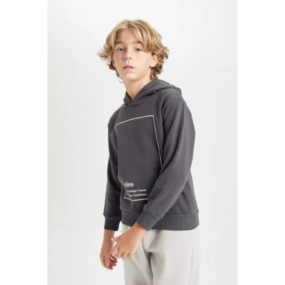 Свитшот детский DeFacto, Цвет: Серый, Размер: 9-10 лет, изображение 7