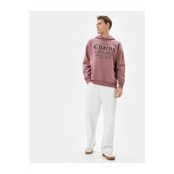 Свитшот с капюшоном и принтом Koton, Цвет: Розовый, Размер: M, изображение 2