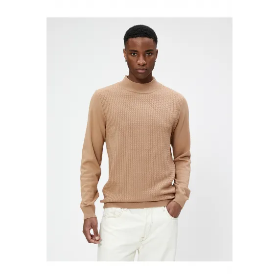 Свитер с полурыбацким воротником Koton, Цвет: Экрю, Размер: M, изображение 3