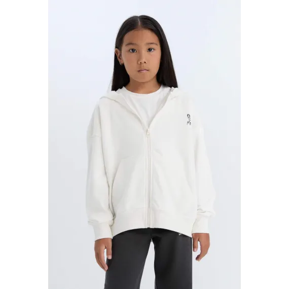 Свитшот с капюшоном и принтом  DeFacto, Цвет: Экрю, Размер: 5-6 лет