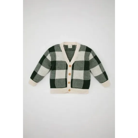 Кардиган детский с V-образным вырезом  DeFacto, Цвет: Зеленый, Размер: 9-12 мес.