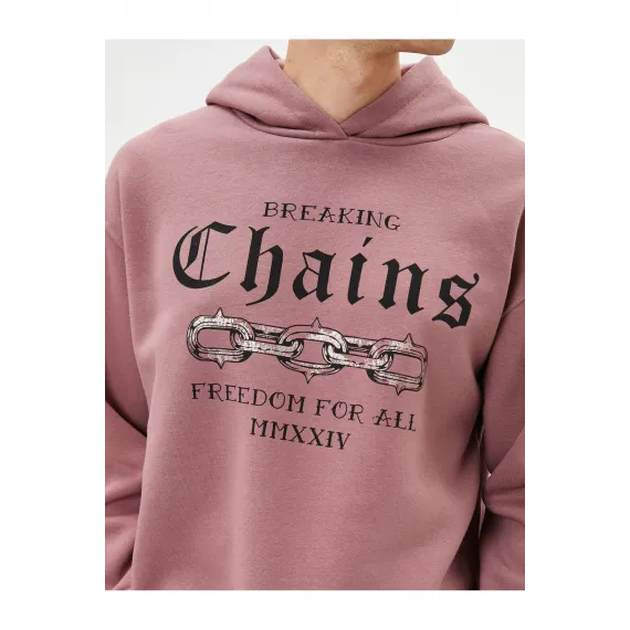 Свитшот с капюшоном и принтом Koton, Цвет: Розовый, Размер: M, изображение 5