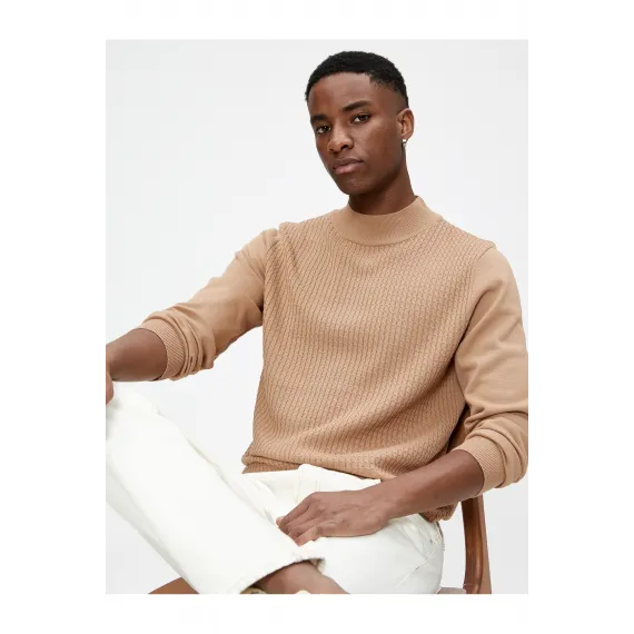 Свитер с полурыбацким воротником Koton, Цвет: Экрю, Размер: M