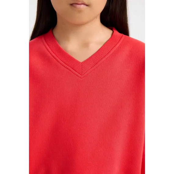 Свитшот укороченный базовый  DeFacto, Цвет: Красный, Размер: 13-14 лет, изображение 4