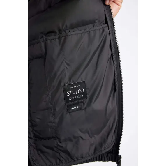 Куртка зимняя утепленная с капюшоном DeFacto, Цвет: Черный, Размер: L, изображение 6