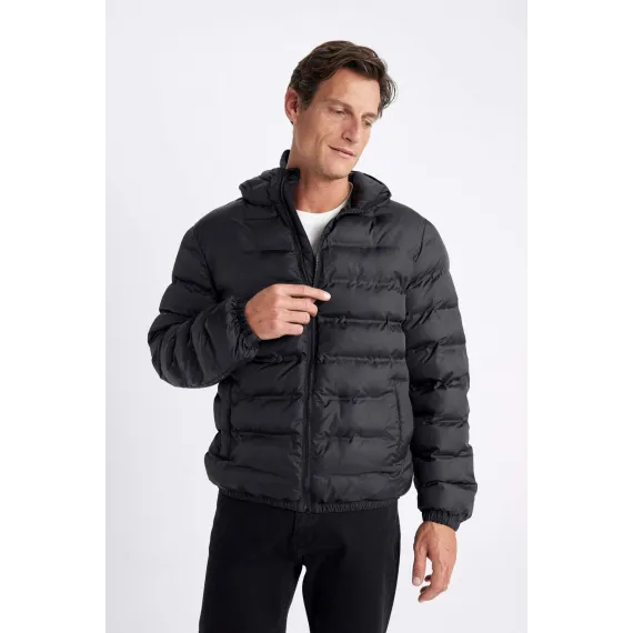 Куртка зимняя утепленная с капюшоном DeFacto, Цвет: Черный, Размер: M, изображение 4