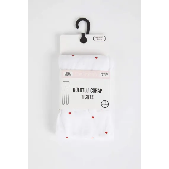 Колготки детские с сердечками  DeFacto, Цвет: Белый, Размер: 9-10 лет