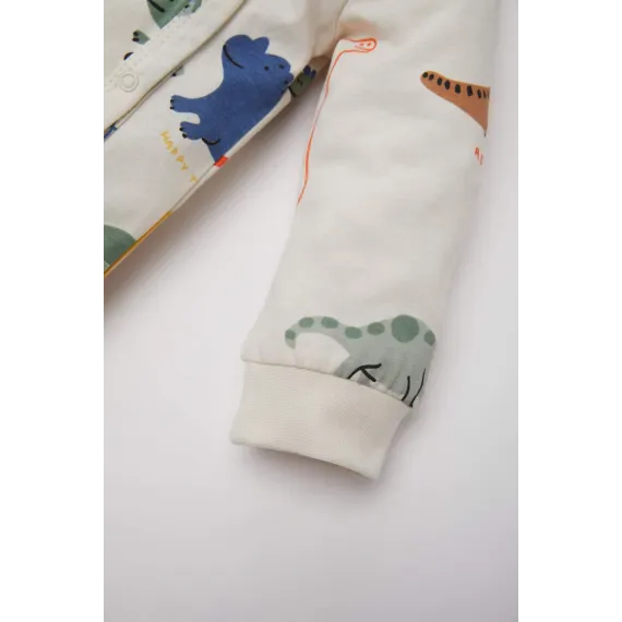 Комбинезон детский с принтом динозавра на кнопках  DeFacto, Цвет: Экрю, Размер: 12-18 мес., изображение 3