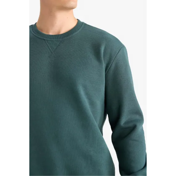 Свитшот базовый толстый с круглым воротником DeFacto, Reňk: Ýaşyl, Ölçeg: L, 5 image