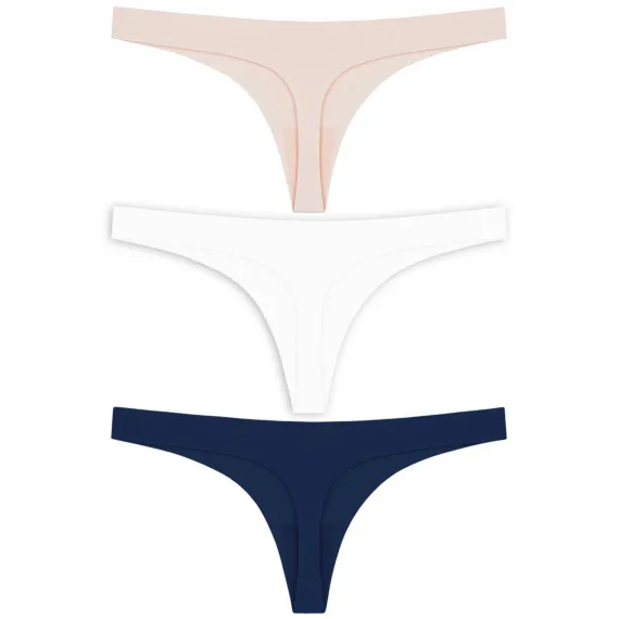 Трусики стринги базовые лазерной резки 3 штуки Cottonhill, Цвет: Белый, Размер: S