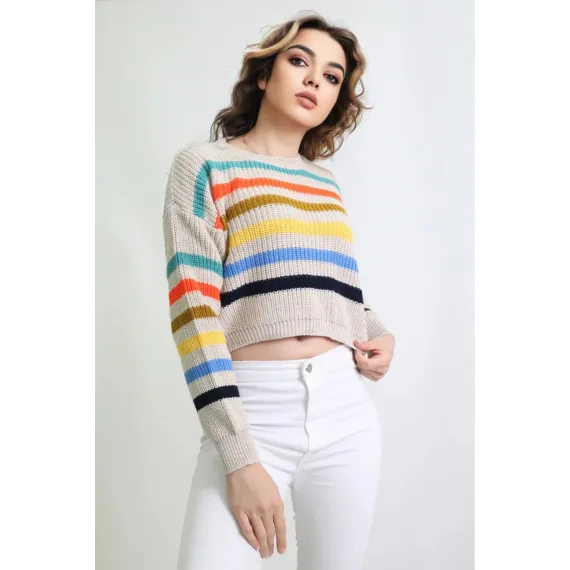 Свитер кроп Get Crazy, Цвет: Бежевый, Размер: STD, изображение 3